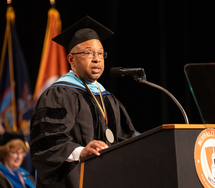 Darren Brown-Hall giving his speech