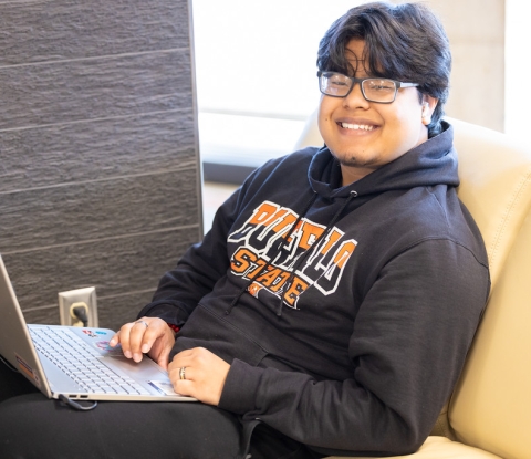 Student with laptop