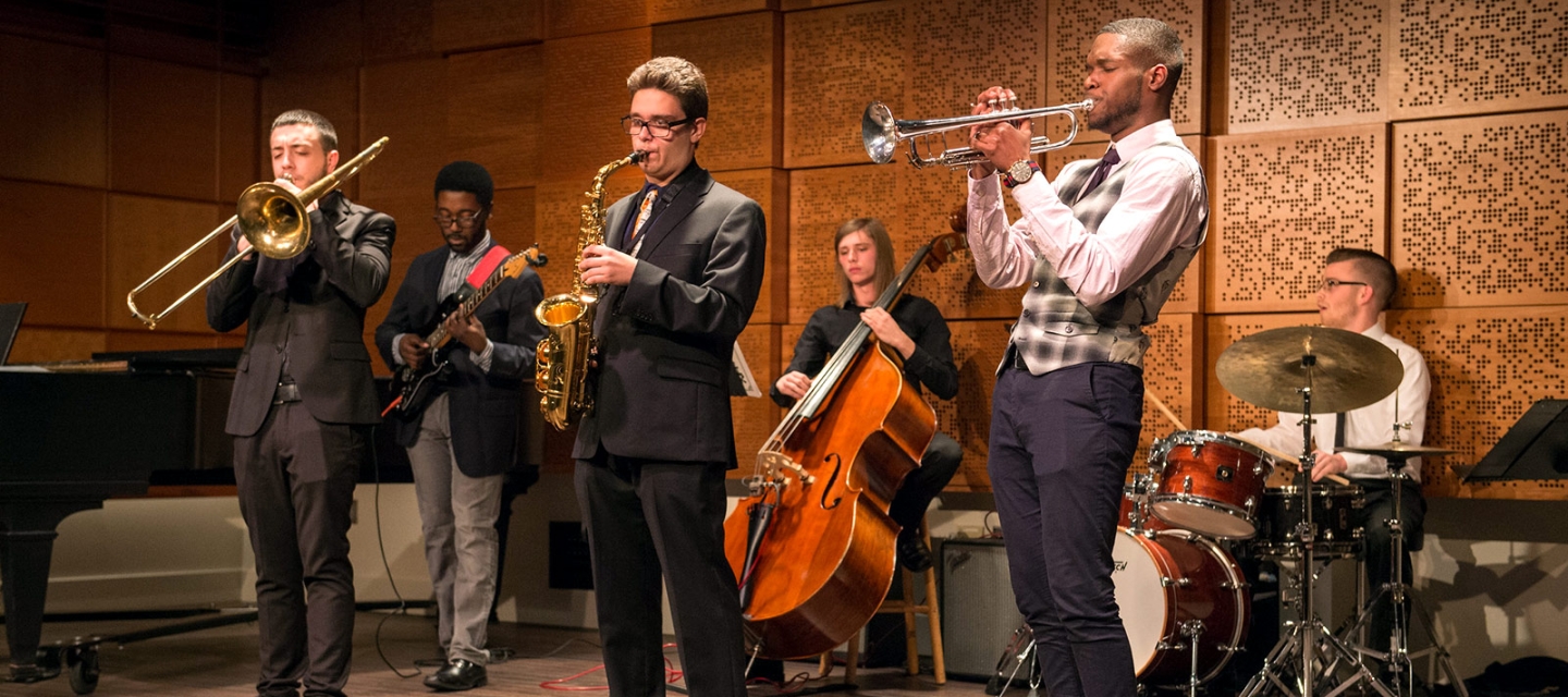 Student jazz group in Ciminelli Recital Hall
