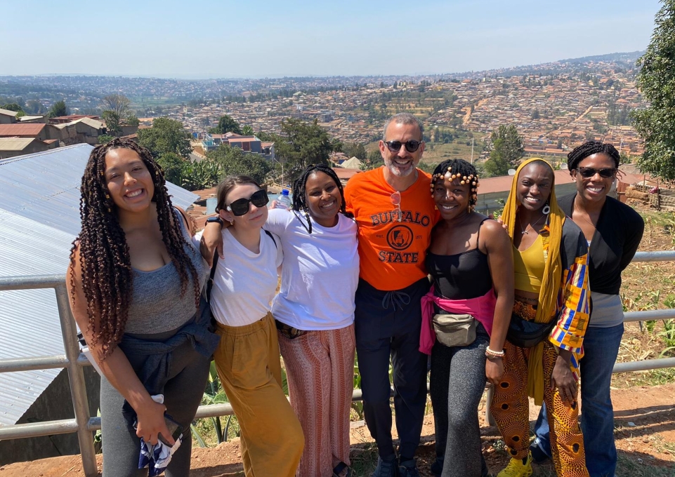 Drew Kahn and Buffalo State students in Rwanda