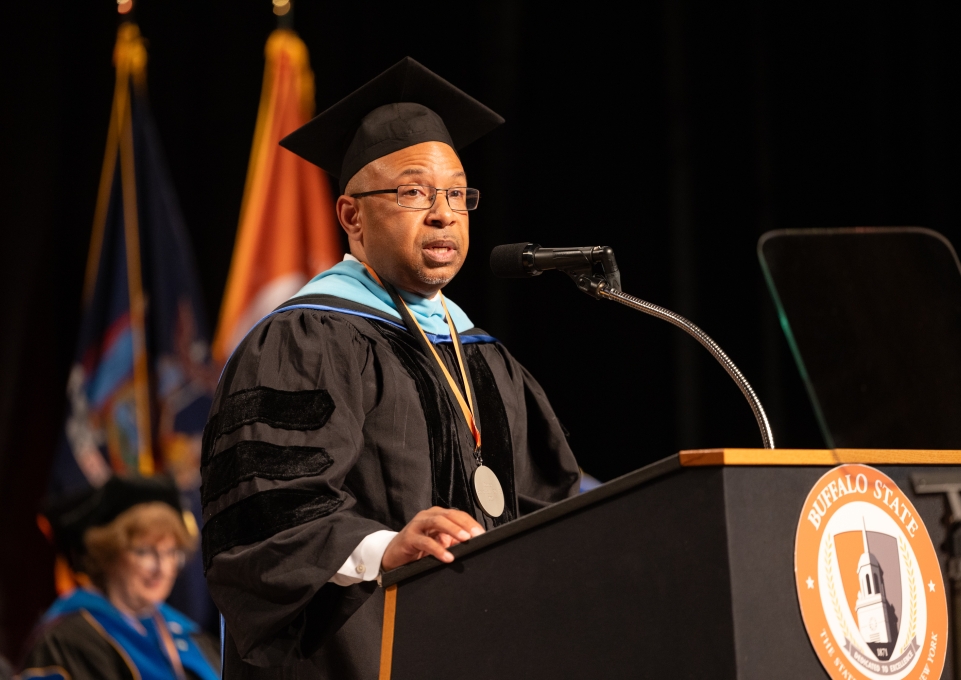 Darren Brown-Hall giving his speech